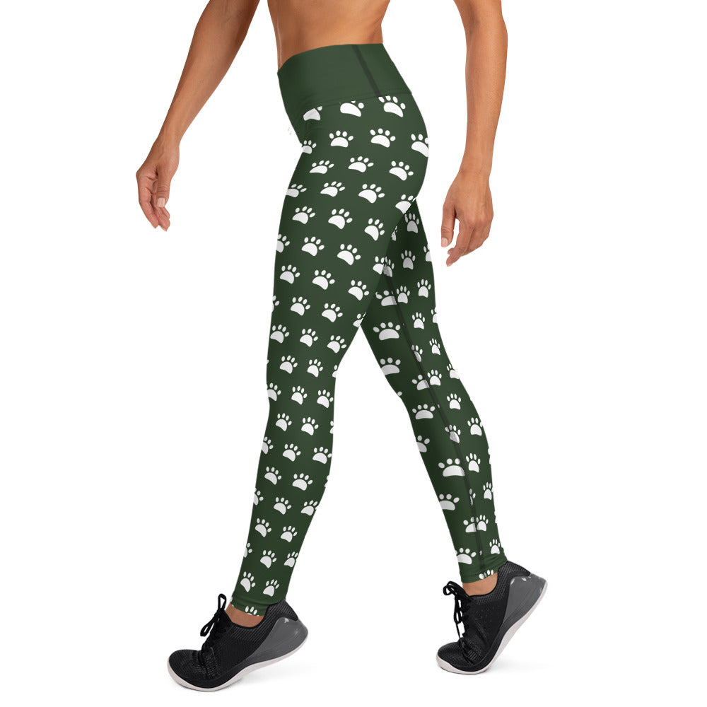 Paws Yoga Leggings - Army Green