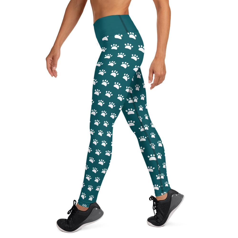 Paws Yoga Leggings - Blue