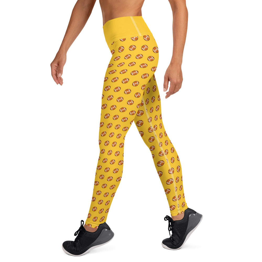 Pixel Football Yoga Leggings - Yellow