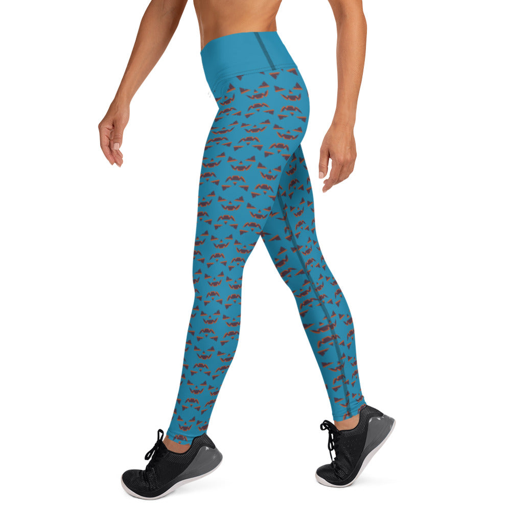 Halloween Face Yoga Leggings - Bright Blue