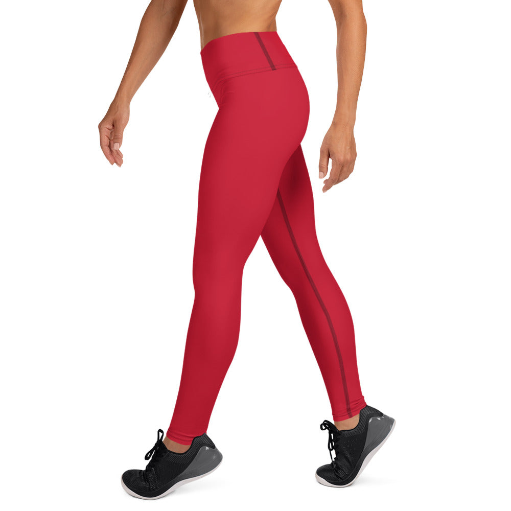 Touch Down! Yoga Leggings - Red & Grey