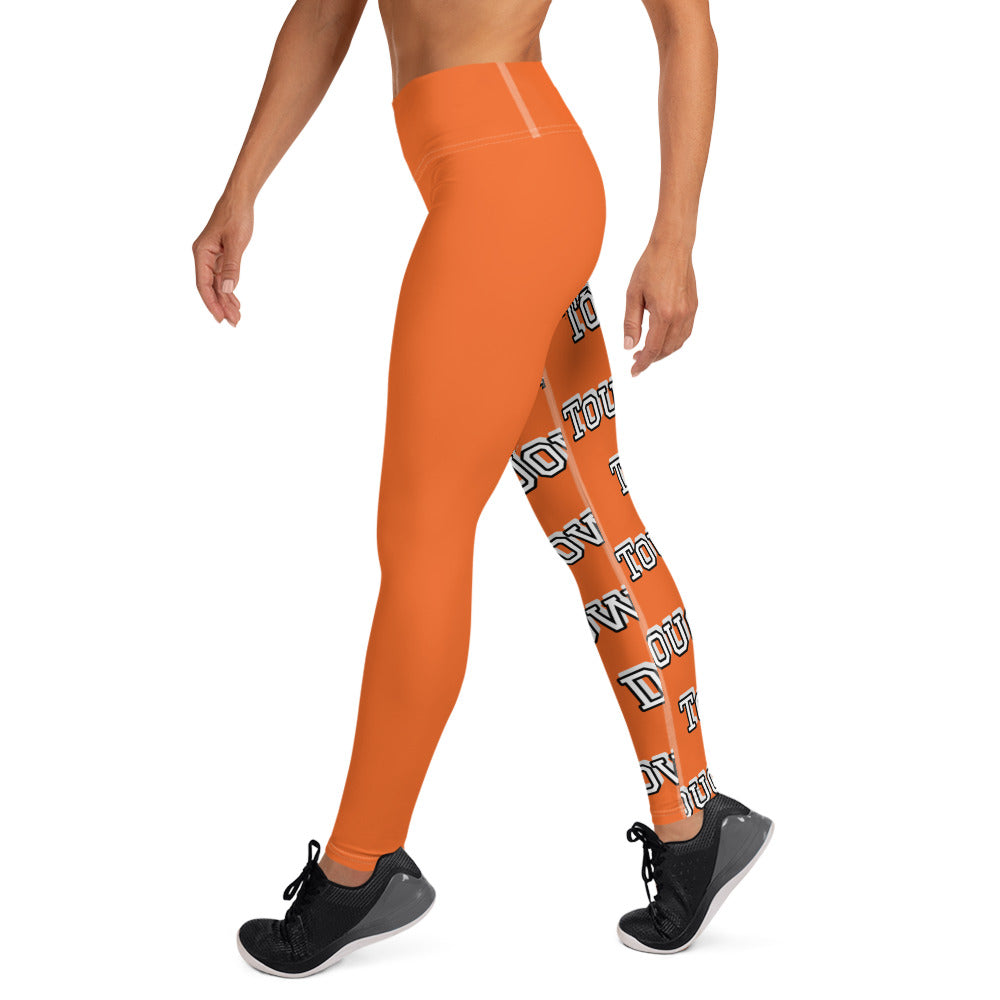 Touch Down! Print Yoga Leggings - Orange