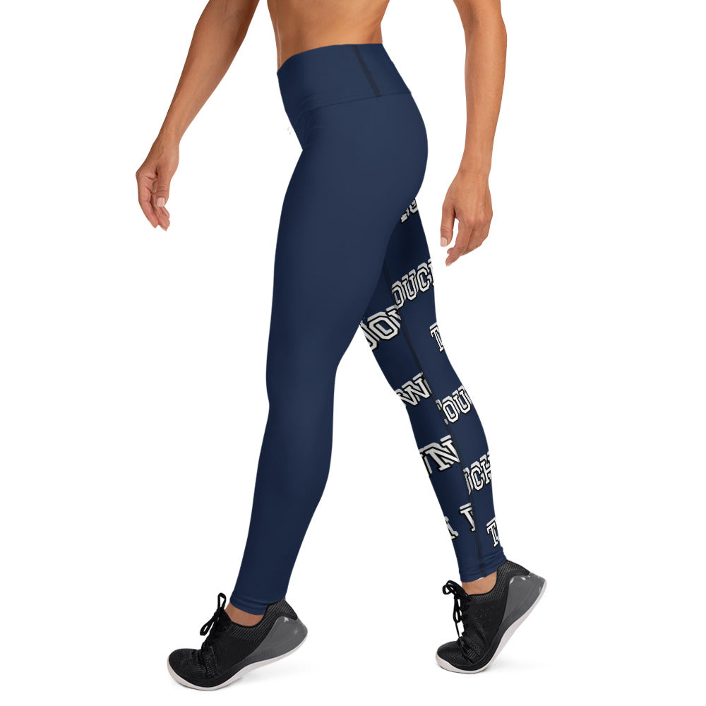 Touch Down! Print Yoga Leggings - Navy