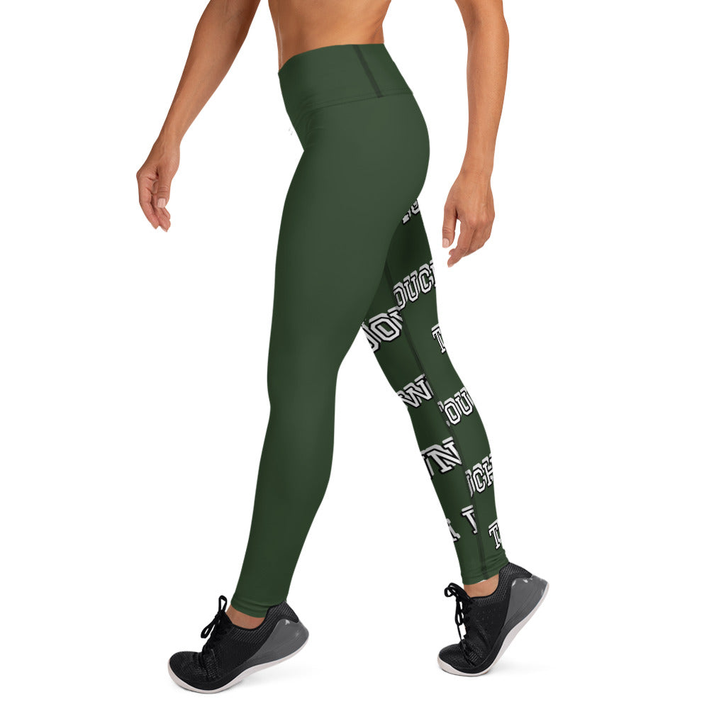 Touch Down! Print Yoga Leggings - Green