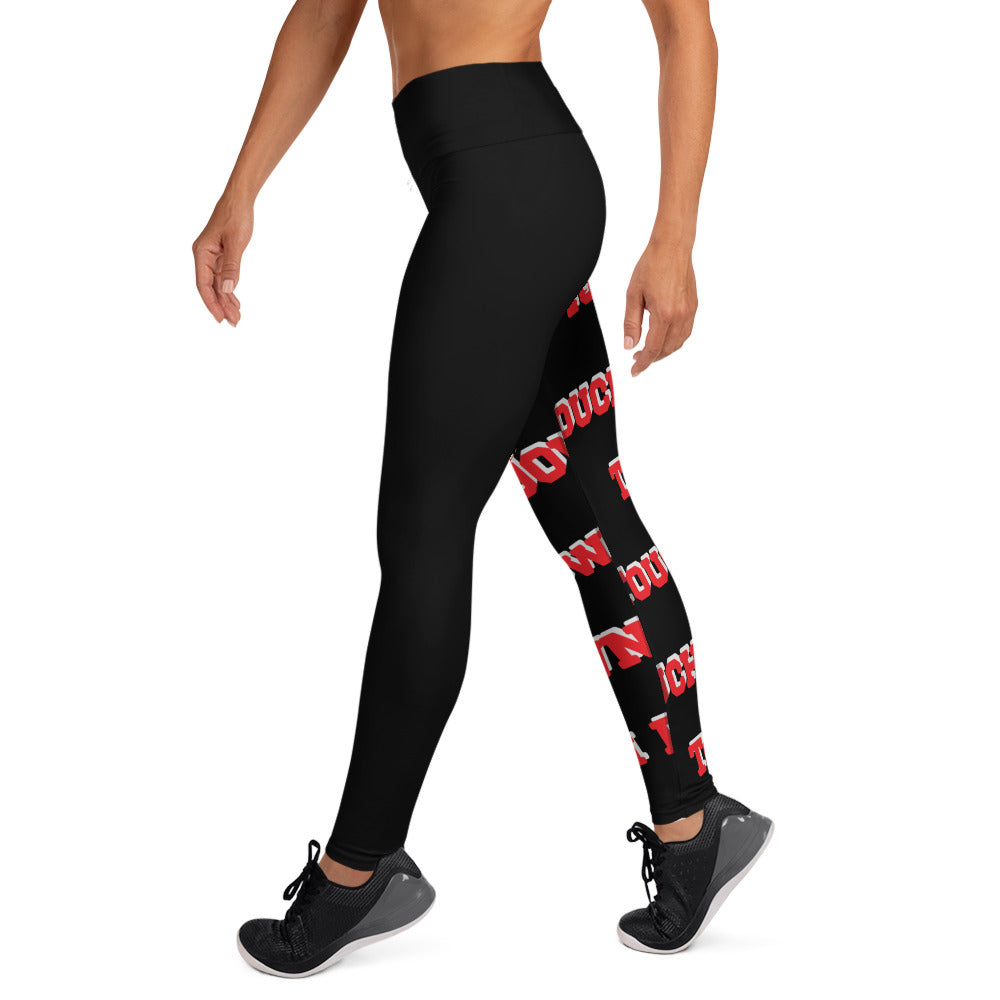 Touch Down! Print Yoga Leggings - Black