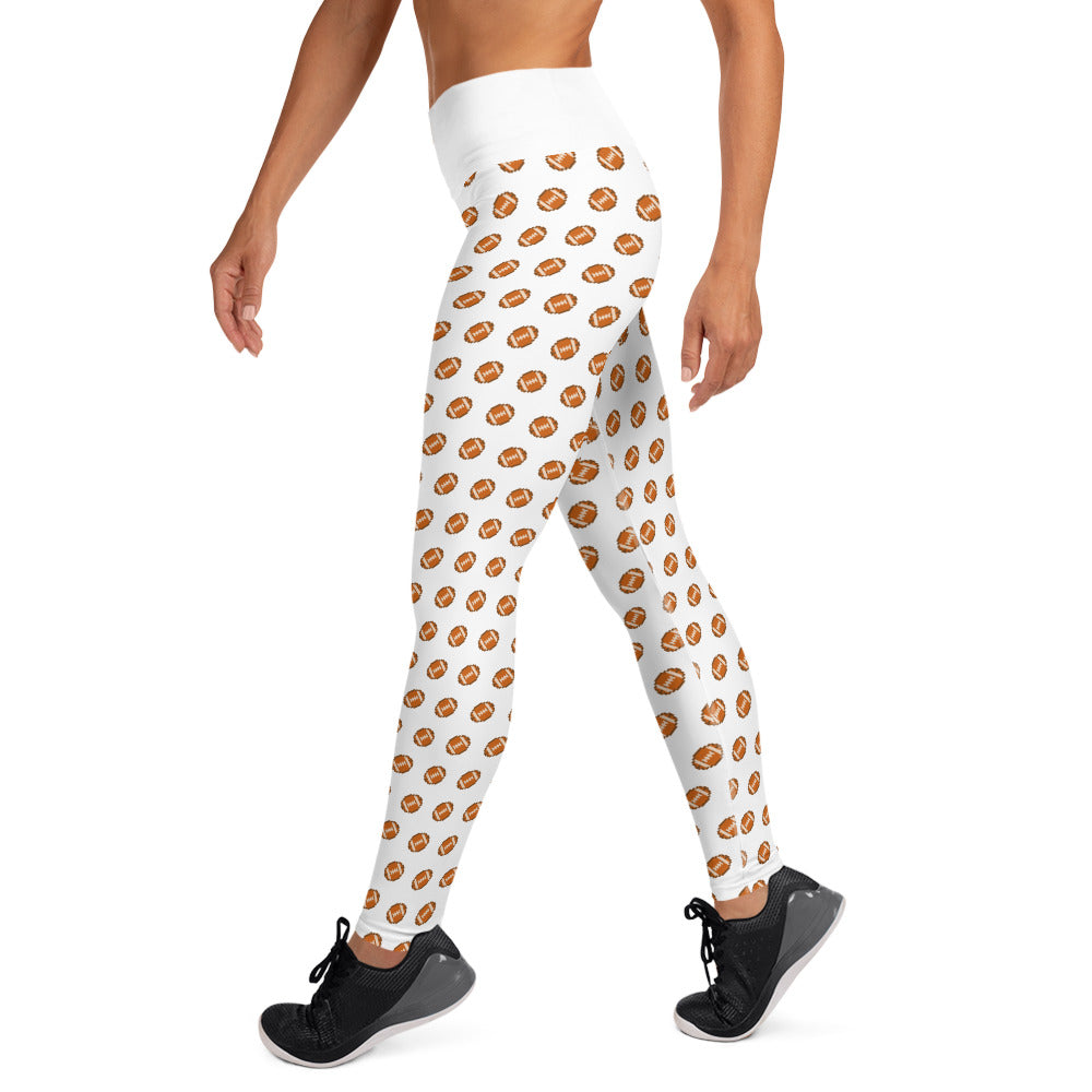 Pixel Football Yoga Leggings - White