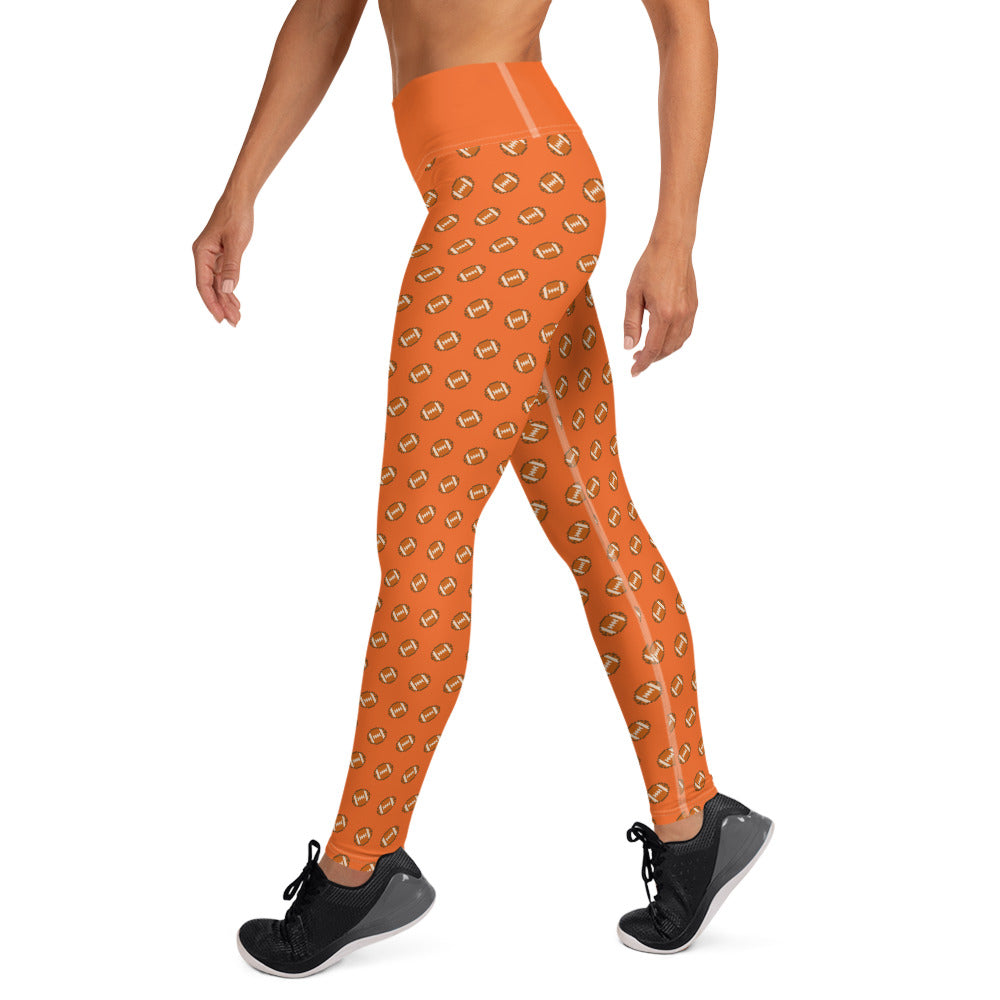 Pixel Football Yoga Leggings - Orange