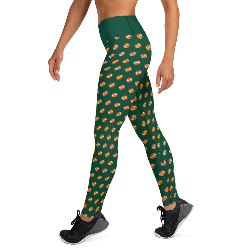 Pixel Football Yoga Leggings - Green