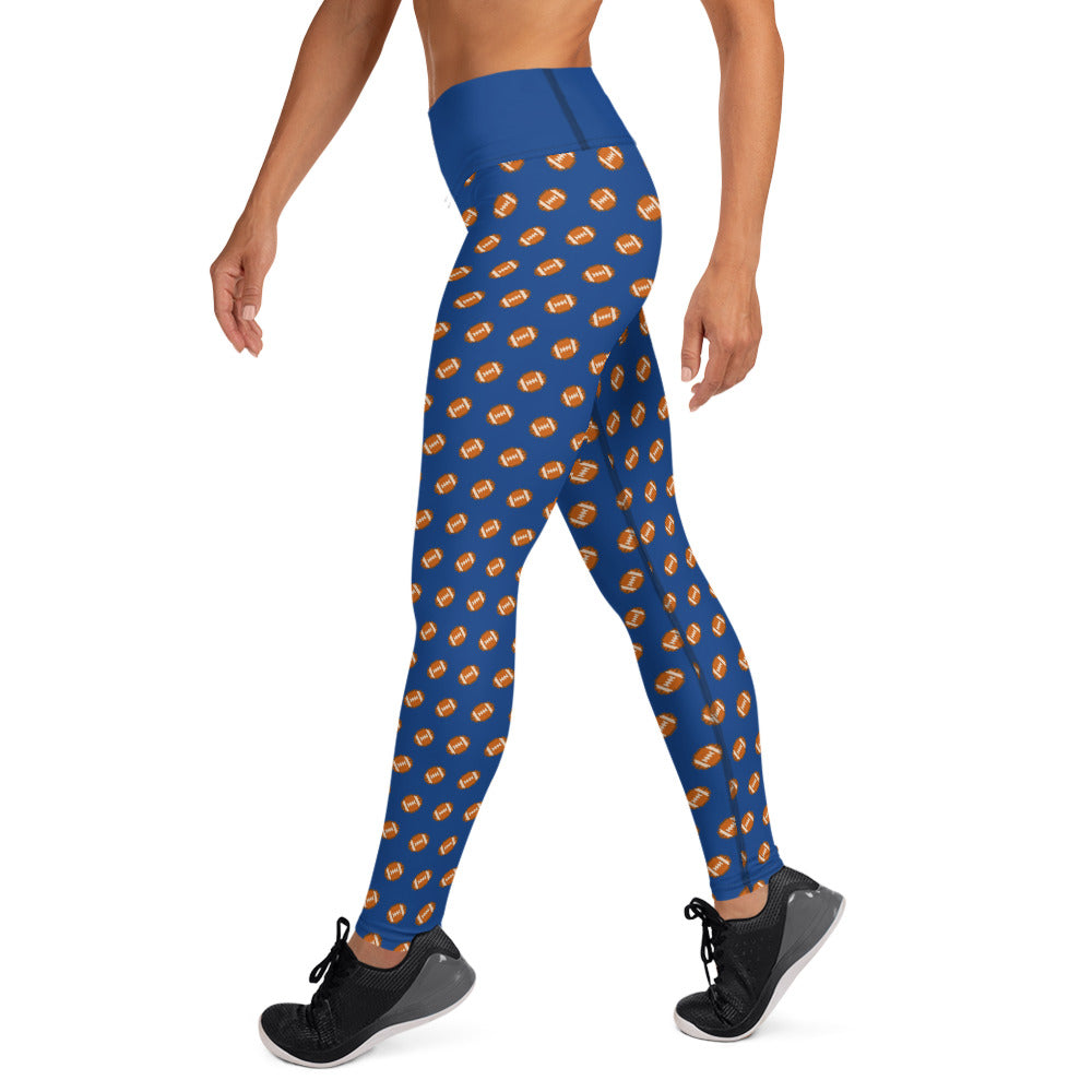 Pixel Football Yoga Leggings - Royal Blue