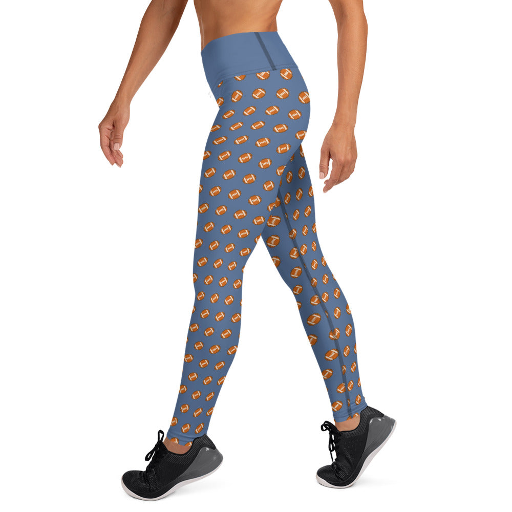 Pixel Football Yoga Leggings - Powder Blue