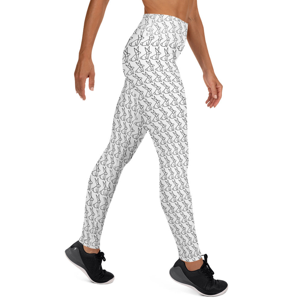 Geometric Bunny Yoga Leggings - White