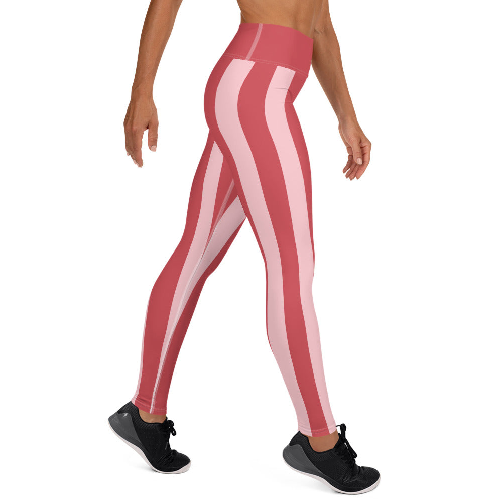 Stripe Yoga Leggings - Pink