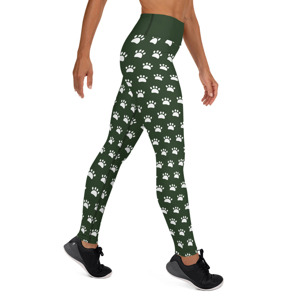 Paws Yoga Leggings - Army Green