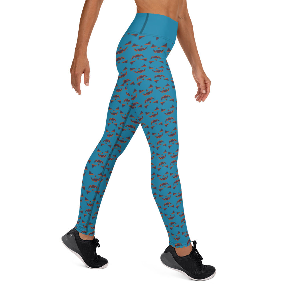 Halloween Face Yoga Leggings - Bright Blue