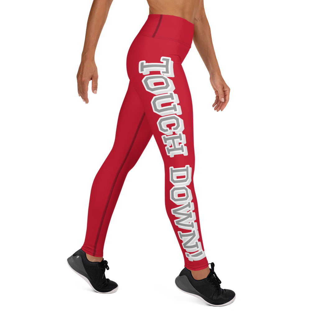 Touch Down! Yoga Leggings - Red & Grey