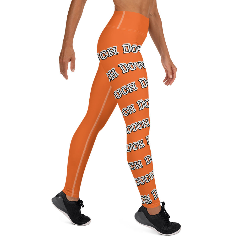 Touch Down! Print Yoga Leggings - Orange