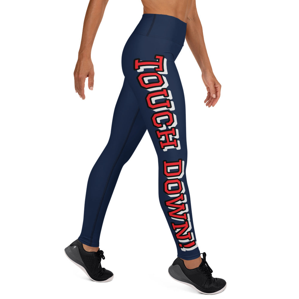 Touch Down! Yoga Leggings -  Navy & Red