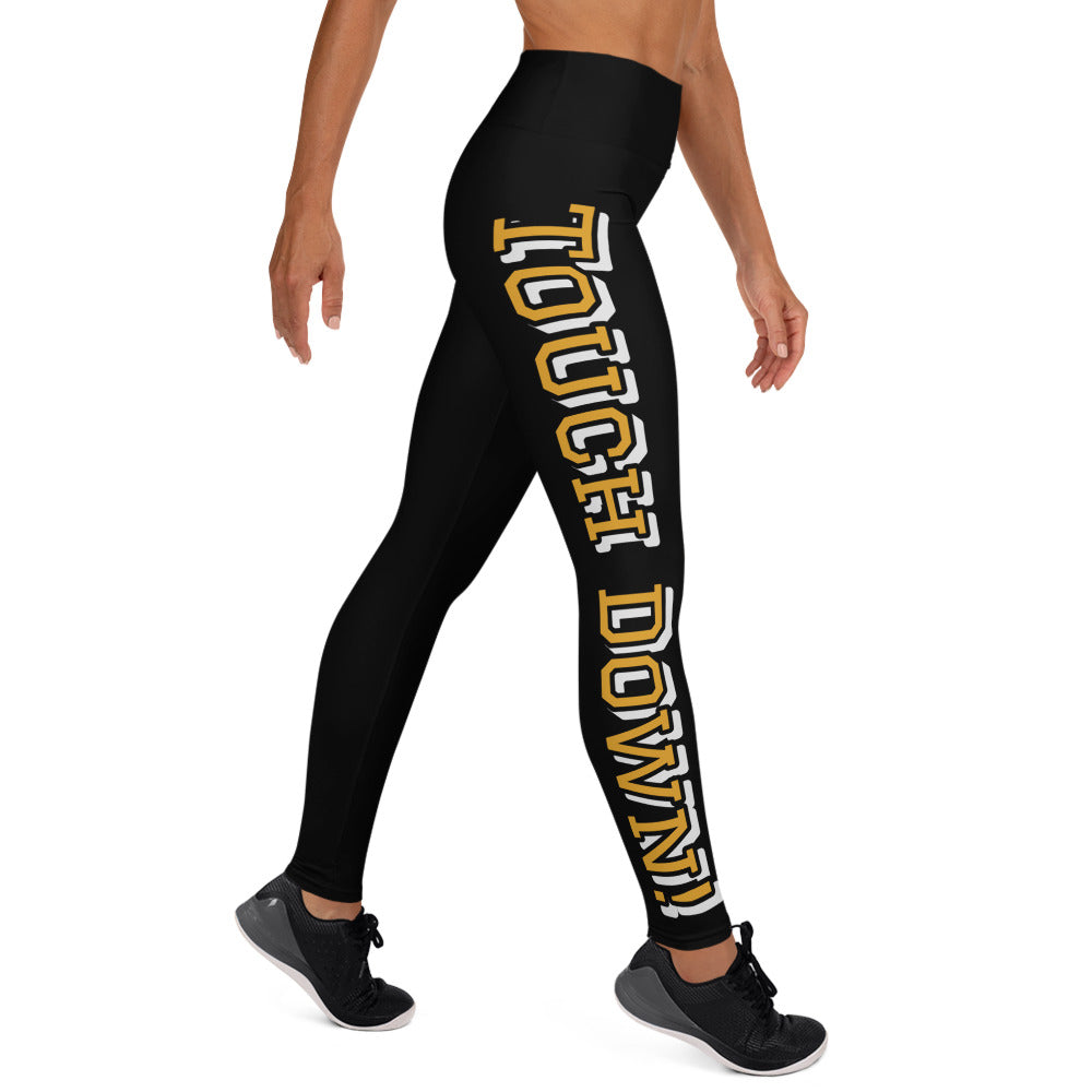 Touch Down! Yoga Leggings -  Black & Gold