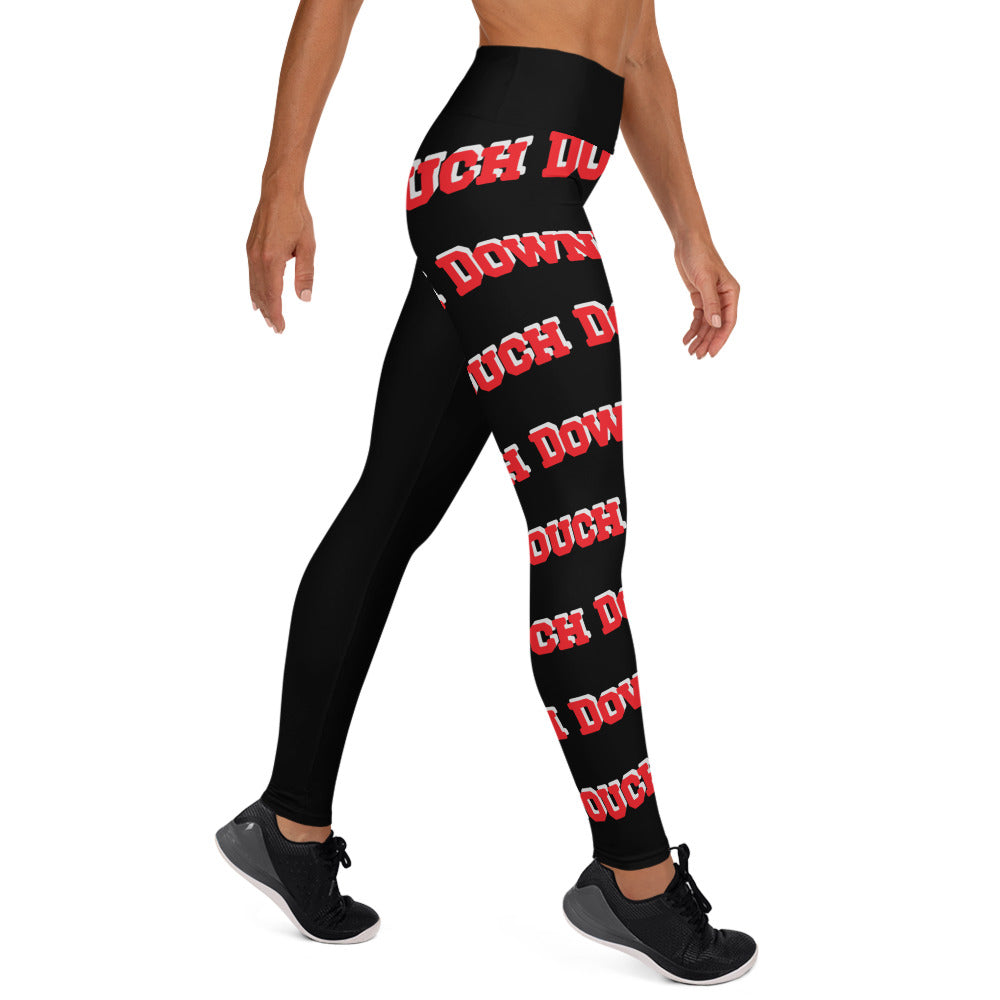 Touch Down! Print Yoga Leggings - Black