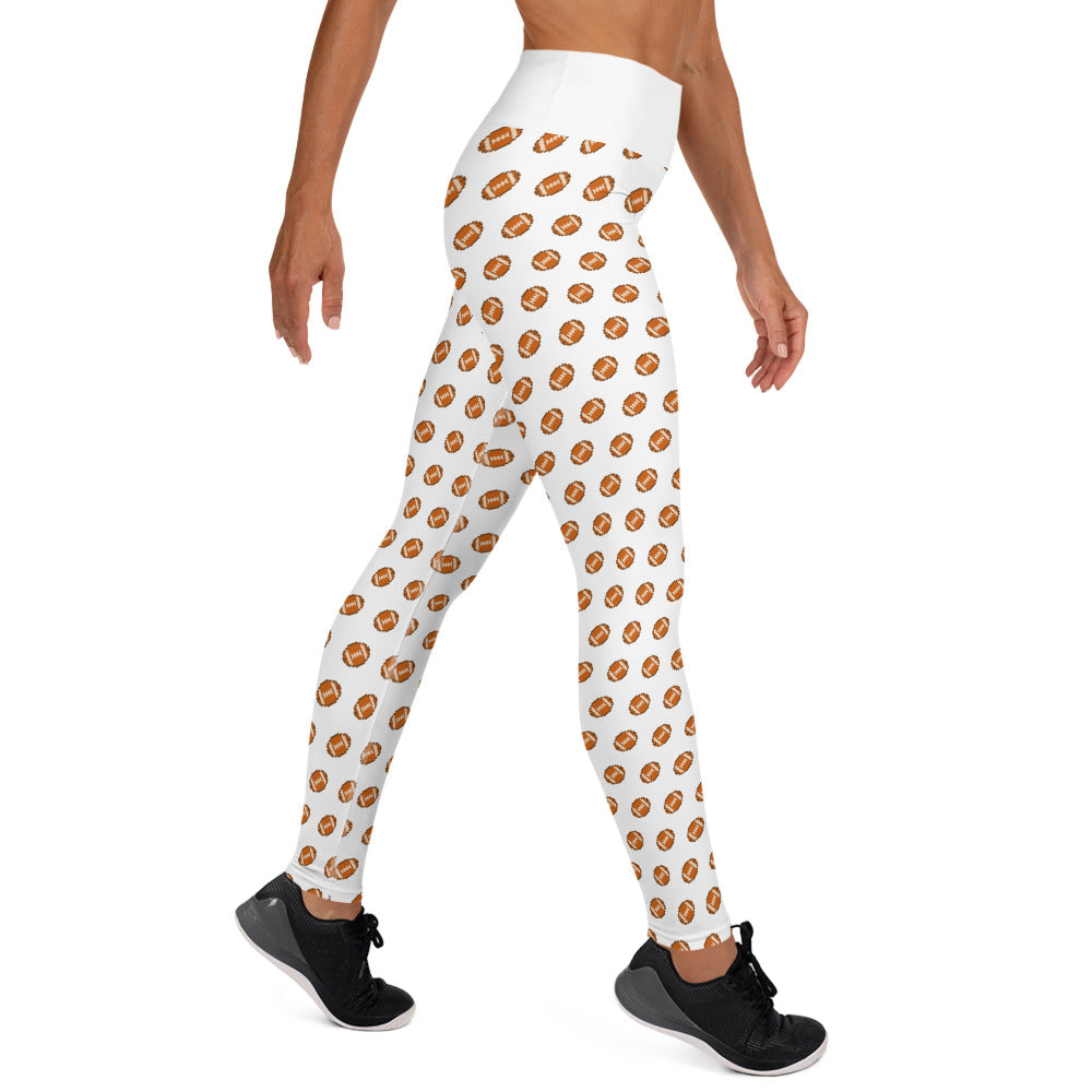 Pixel Football Yoga Leggings - White