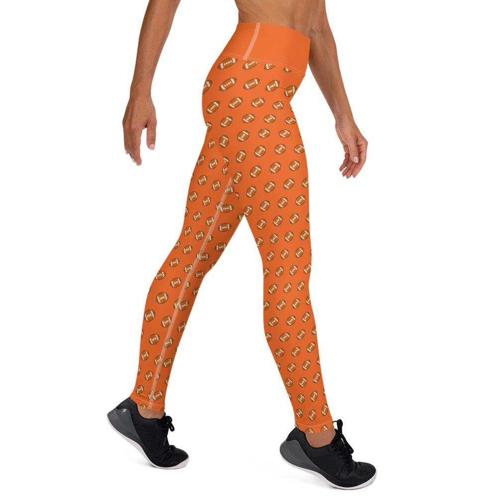 Pixel Football Yoga Leggings - Orange