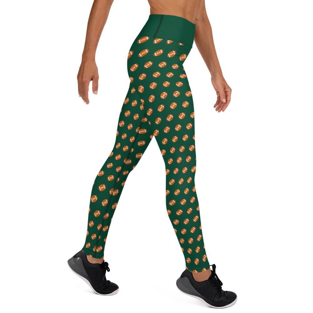 Pixel Football Yoga Leggings - Green