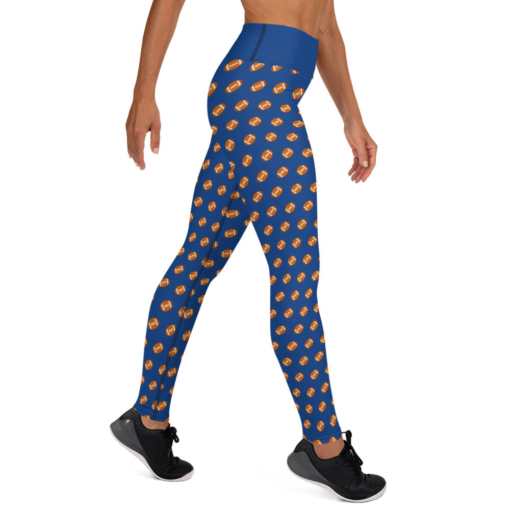 Pixel Football Yoga Leggings - Royal Blue