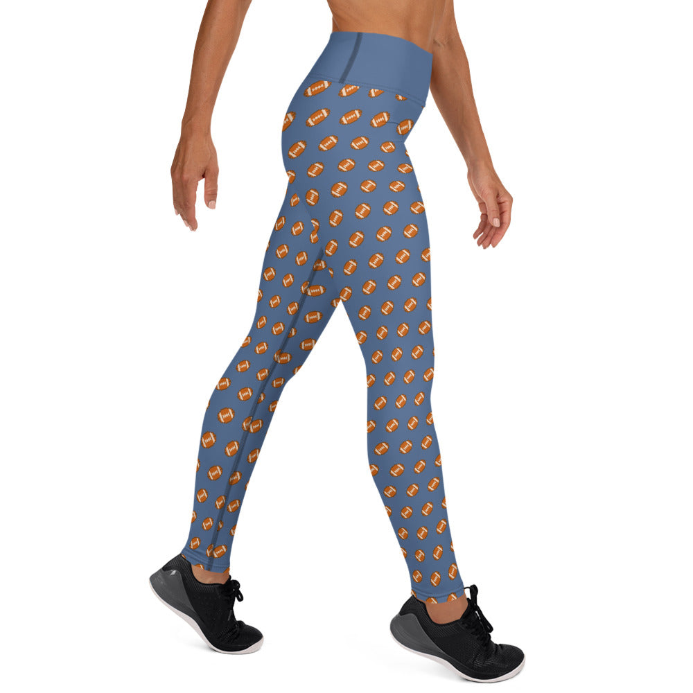 Pixel Football Yoga Leggings - Powder Blue