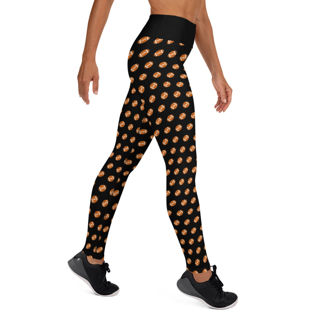 Pixel Football Yoga Leggings - Black