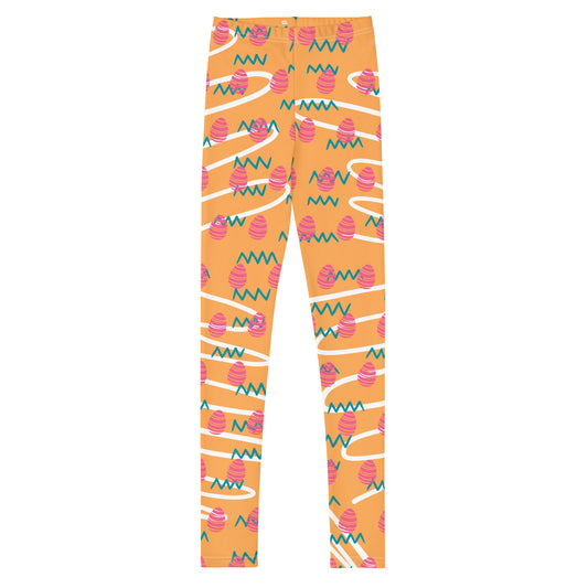 Easter Egg Fun Print Youth Leggings - Orange