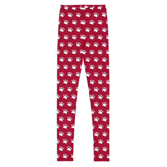 Paws Youth Leggings - Burgundy