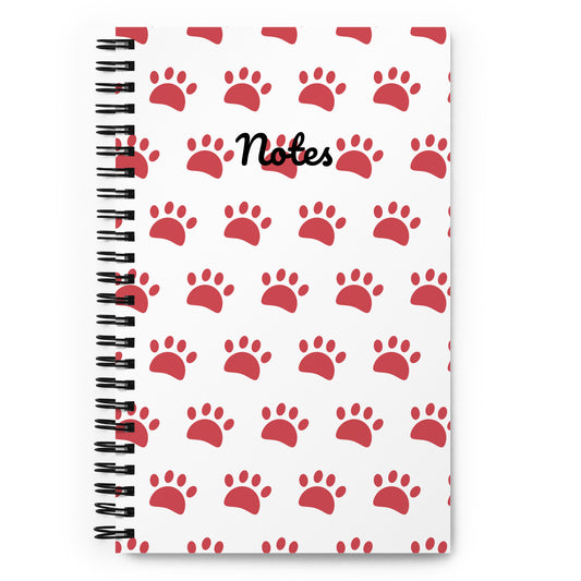 Paws Spiral notebook - White & Red